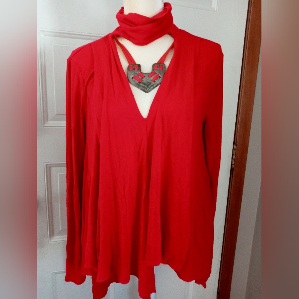 Free people red choker top